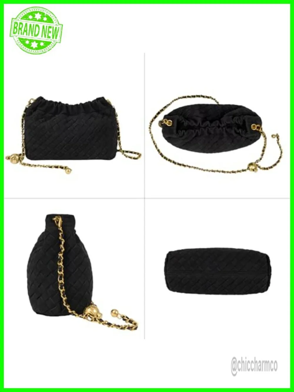 Woven Suede Vegan Leather Dumpling Crossbody Hobo Bag with Adjustable Strap